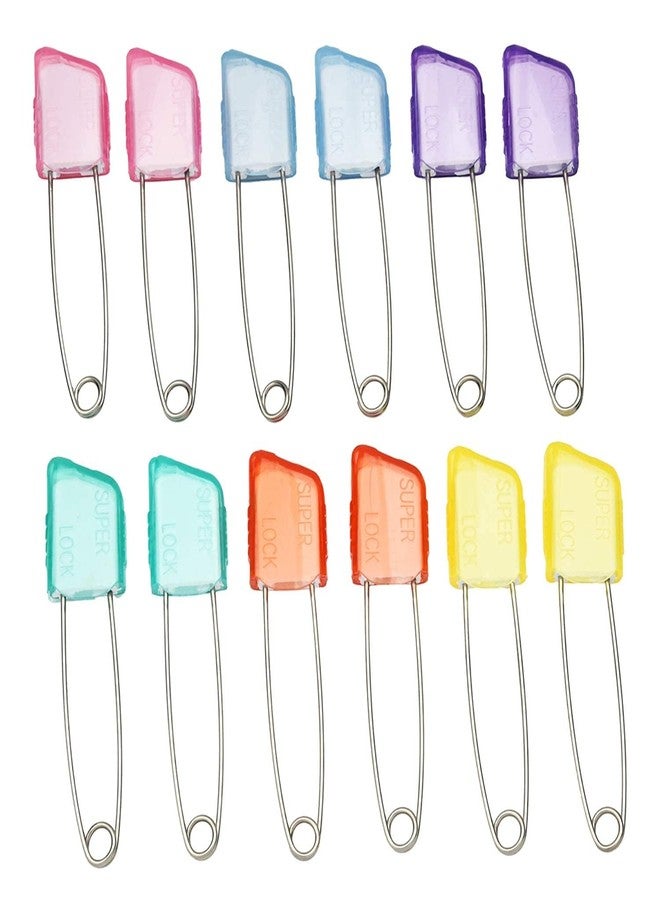 Boulevar 12 pins Multicolor Colorful Stainless Steel Double Lock Safety Pin Nappy Pin Saree pin Hijab Pin for Women and girlsPack of 12 - Image 4